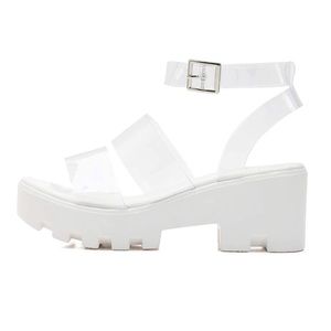 ⭐️HOSTPICK⭐️New! Clear Strappy Platform Sandals Open Toe Ankle Strap Platforms|